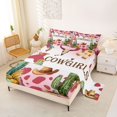 thumbnail image 2 of jejeloiu Cowgirl Watercolor Desert Full Size Sheets Kids,Pink Cow Print Bed Sheets,4-Piece, 2 of 6