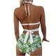 thumbnail image 5 of Traje de baño de bikini con estampado de tres piezas para mujer con estampado de bloques de color y cordones de talla grande Fridja nalpqowj23578, 5 of 9