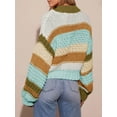 thumbnail image 5 of Jersey tipo cárdigan Saodimallsu para mujer, a rayas, color marrón, 5 of 5
