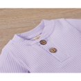 thumbnail image 4 of Newborn Baby Girl Boy Spring Fall Clothes Ribbed Cotton Solid Color Long Sleeve Romper Jumpsuit+Pants Outfits Set, 4 of 7