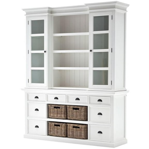Beaumont Lane Pure White Storage Cabinet with Hutch, 71"