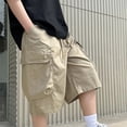 thumbnail image 4 of ZACPNCV Boys Shorts Kids High Waisted Cargo Shorts Summer Casual Shorts with Pockets Khaki 5-6 Years, 4 of 6