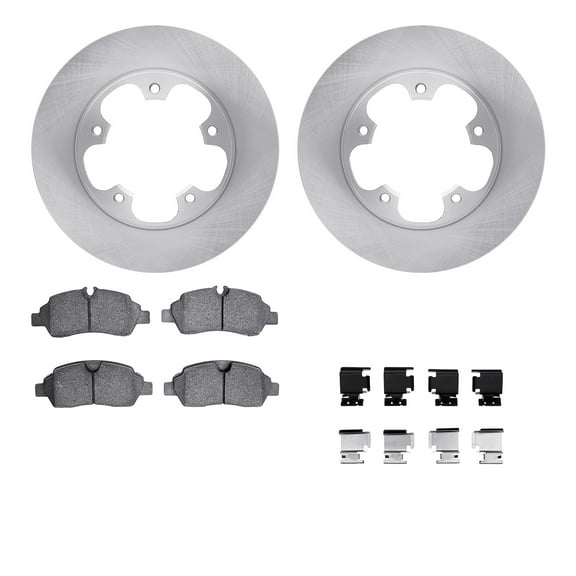 Dynamic Friction Company Rear Brake Rotors with Heavy Duty Brake Pads includes Hardware 6212-99717