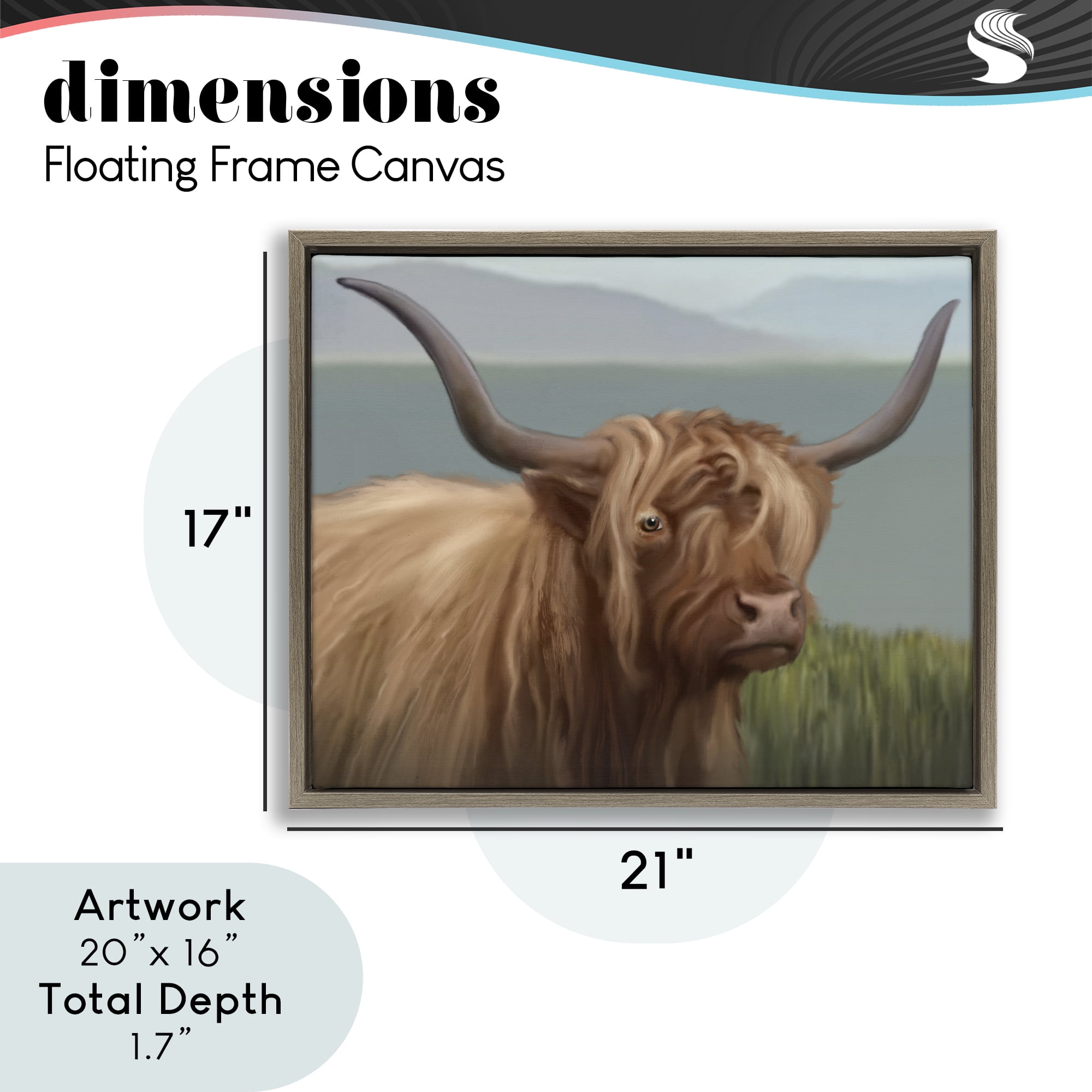Stupell Industries Scottish Highland Cattle Landscape Brown Framed Floater Canvas Wall Art, design by Matthew Piotrowicz