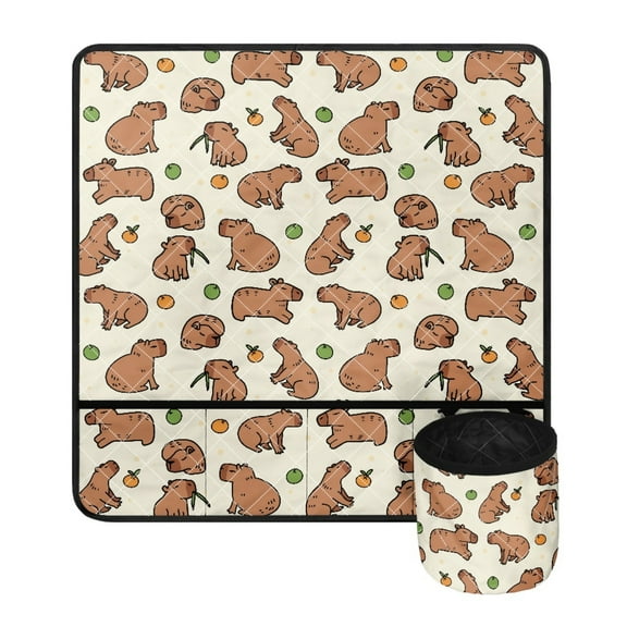 ZIATUBLE Capybara Sewing Machine Mat Protective Mat for Table Easy to Clean Sewing Machines Pad with Storage Bag to Store Bobbins Vibration Damped Sewing Machine Organizer Mat