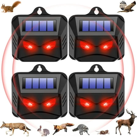 KingFurt 4Pcs Solar Predator Control Light Coyote Deterrent Deer Bird Repeller Lamp Animal Repellent for Garden Farm