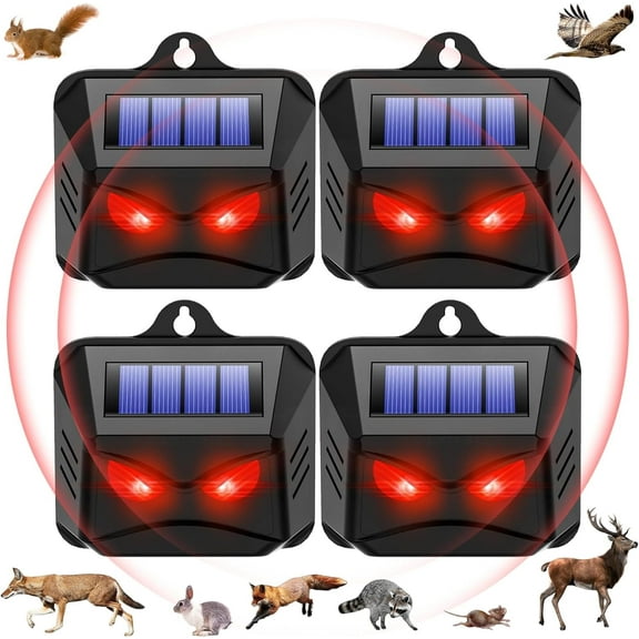 KingFurt 4Pcs Solar Predator Control Light Coyote Deterrent Deer Bird Repeller Lamp Animal Repellent for Garden Farm