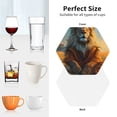 thumbnail image 4 of KLL Drink Coasters Set Hexagon of 4,PU Leather Absorbent Coasters Set Decorative Coffee Cup Coasters Housewarming Gift for Home Decor-Prairie Meditating Lion, 4 of 5