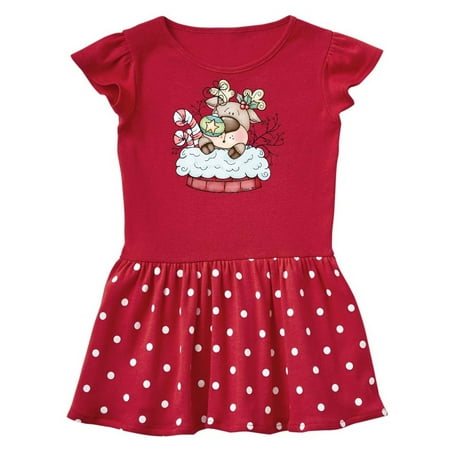 

Inktastic Christmas Chimney Reindeer Gift Toddler Girl Dress