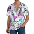 thumbnail image 2 of Picia Eiffel Tower and Hearts Men's Linen Shirts Short Sleeve Cuban Beach Shirts Casual Shirts Button Down Shirt for Men Beach Summer Wedding Shirt-Large, 2 of 7