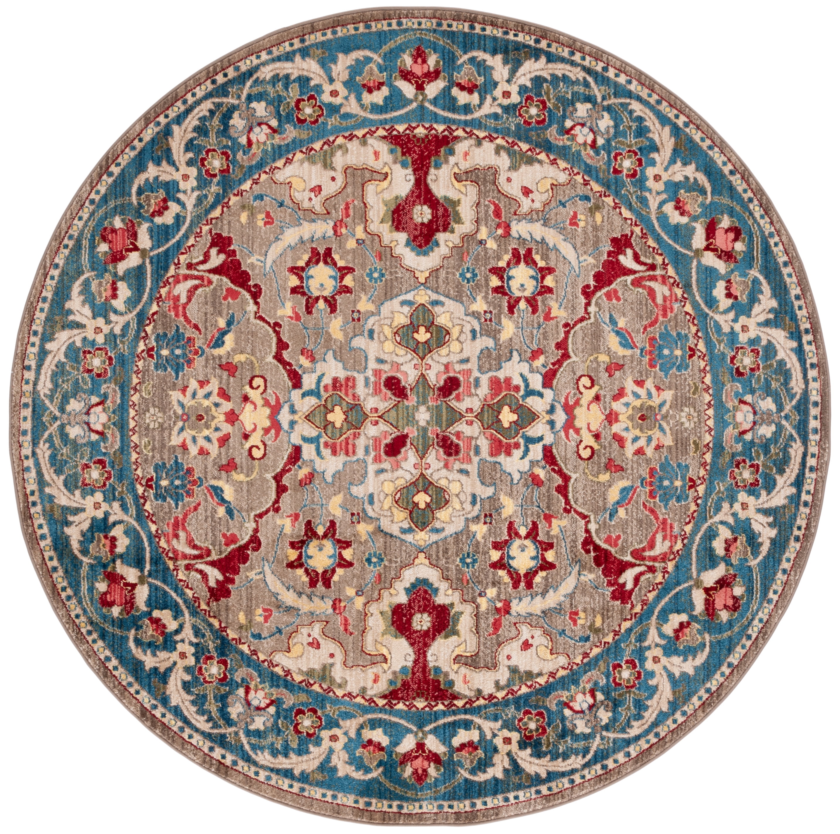 Safavieh Kashan Vincent Oriental Area Rug, Taupe/Blue, 3'3" x 3'3" Round
