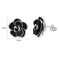thumbnail image 2 of Yoursfs Rose Flower Stud Earrings for Women White Gold Plated Black Enamel Delicate Floral Pierced Ears Fashion Jewelry Gifts, 2 of 7