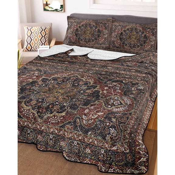 Retro Boho Twin Size Down Alternative Comforter, Lightweight Comforter Quilt Bedding Set with Pillow Shams Modern Geometric Abstract Art Aesthetics All Seasons Bed Comforter Duvet Insert 68"x86"