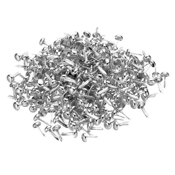 Uxcell 4.5 x 8 mm Mini Brads para manualidades en papel, 300 piezas de sujetadores de papel redondos, plateados