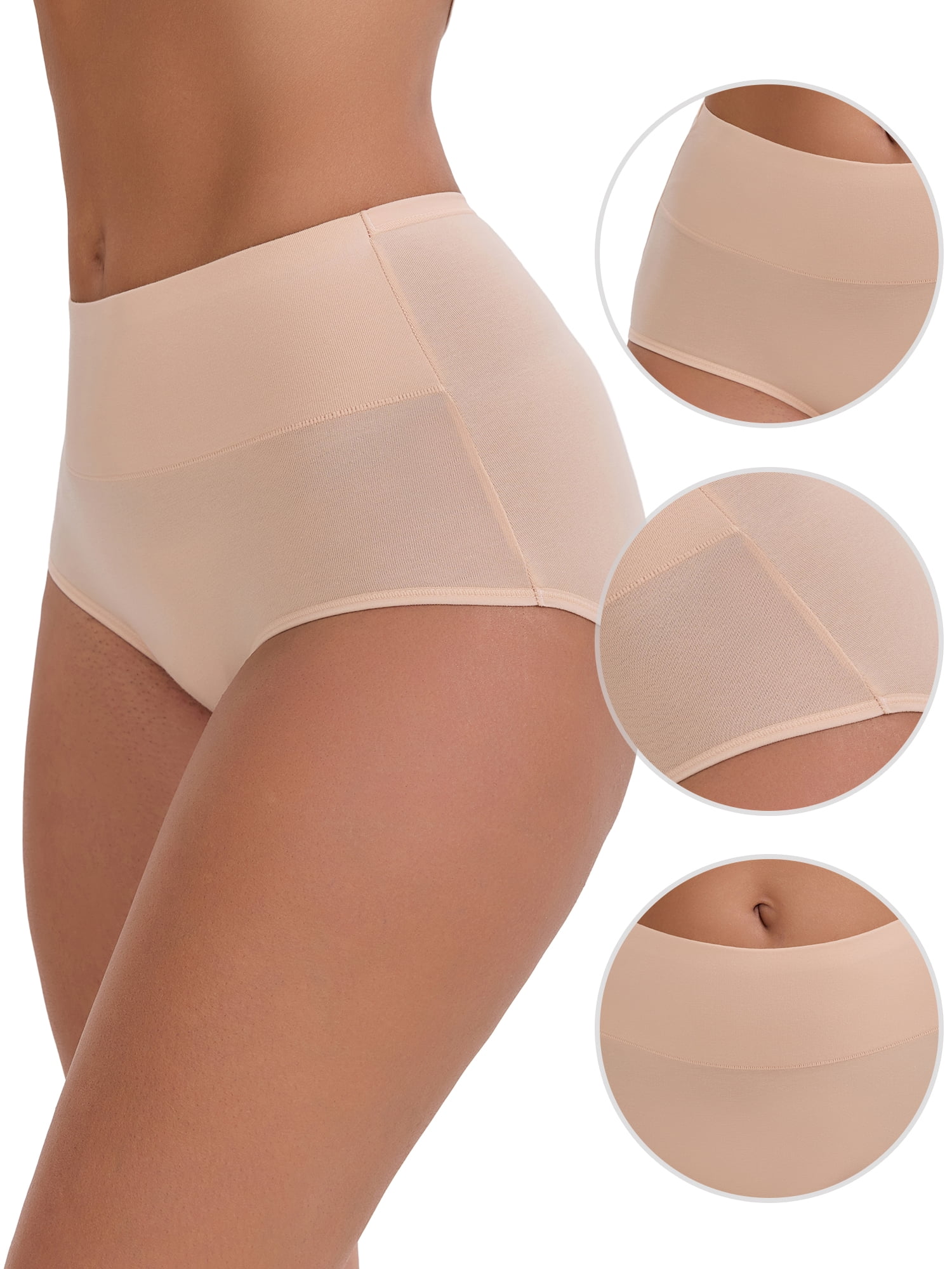DARING DIVA Women's Tummy Control Underwear Briefs 4 Packs XXL Black, Beige, Pink, Blue