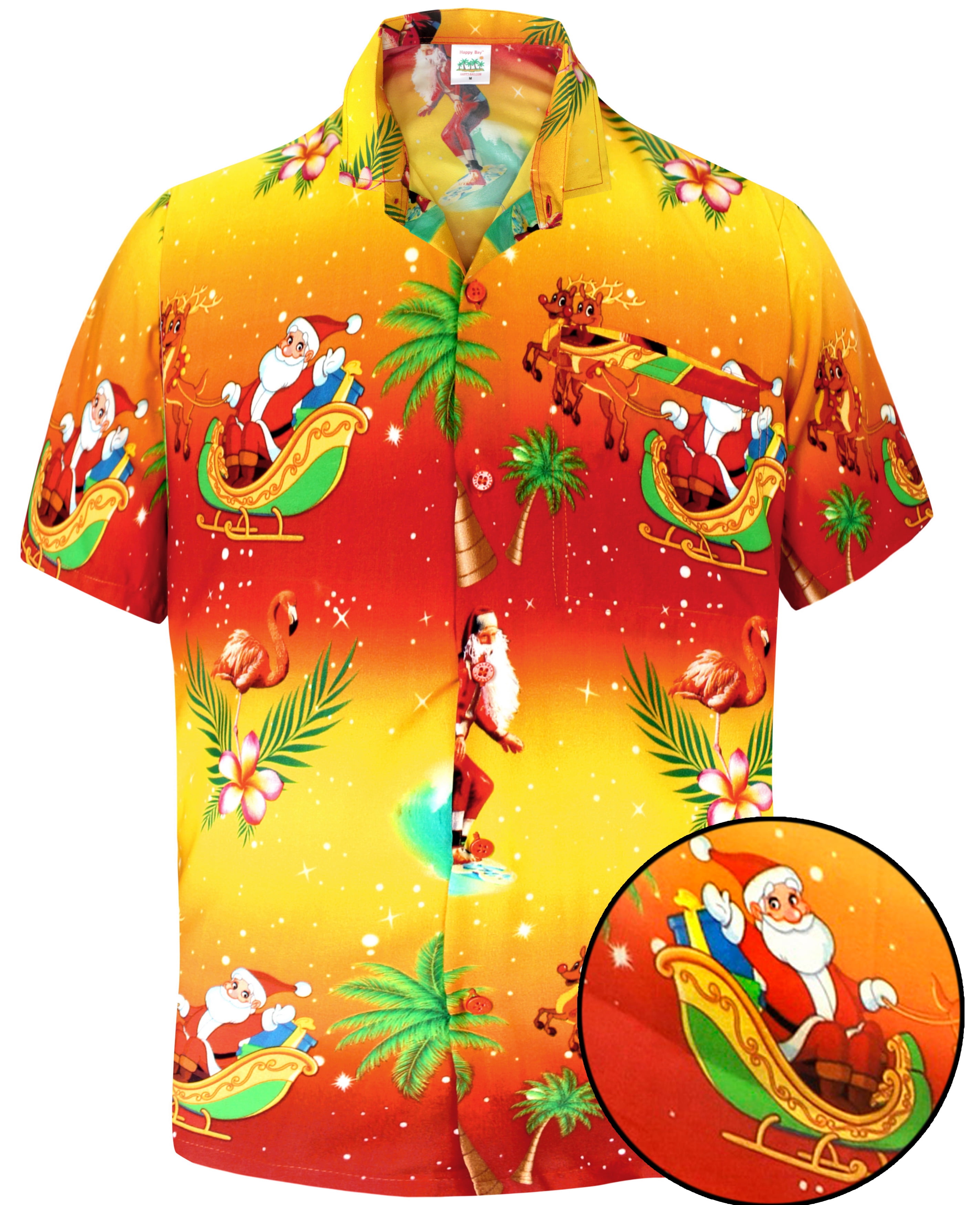 Men/'s Christmas Printed Shirt Hawaiian Aloha Party Camp Short Sleeve Holiday Top