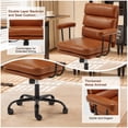 thumbnail image 5 of Erinnyees Home Office Chair with Double Layer Cushion, Comfy Desk Chair with Removable Armrests&Smooth Wheels,Adjustable Rolling Swivel Computer Chair for Study,Bedroom, Camel, 5 of 8
