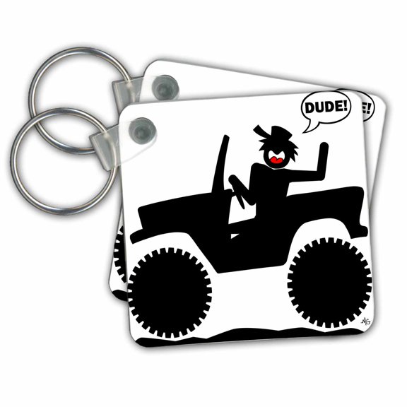 3dRose, CAR DUDE image 1, set of 2 Key Chains