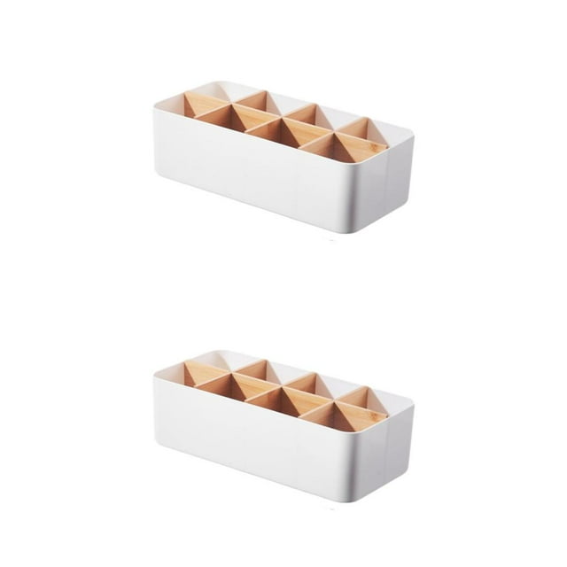 Maytalsory Storage Box Strong Practicality Wide Application Detachable Partition Large Capacity Plastic Storage Box Storage Basket white Rectangular 8-cell 2Set