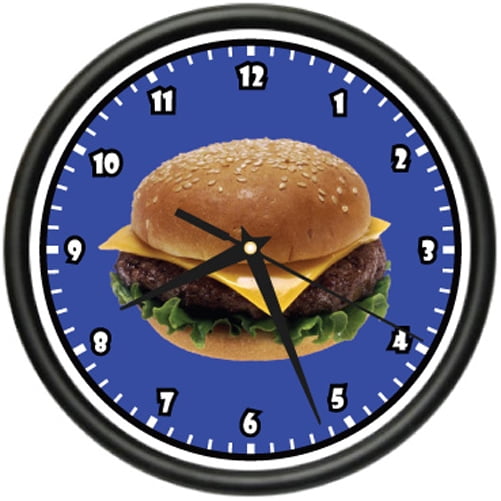 BURGER Wall Clock diner restaurant hamburger chee