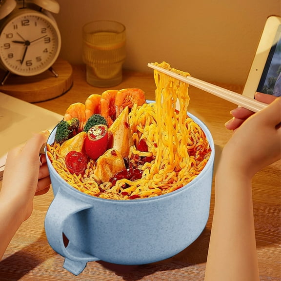 PONPRNGY Microwave Ramen Cooker, Ramen Bowl Set, Microwave Noodle Bowl with Chopsticks and Spoon, College Dorm Room Essentials for Girls for Boys, Apartment Essentials, BPA-Free