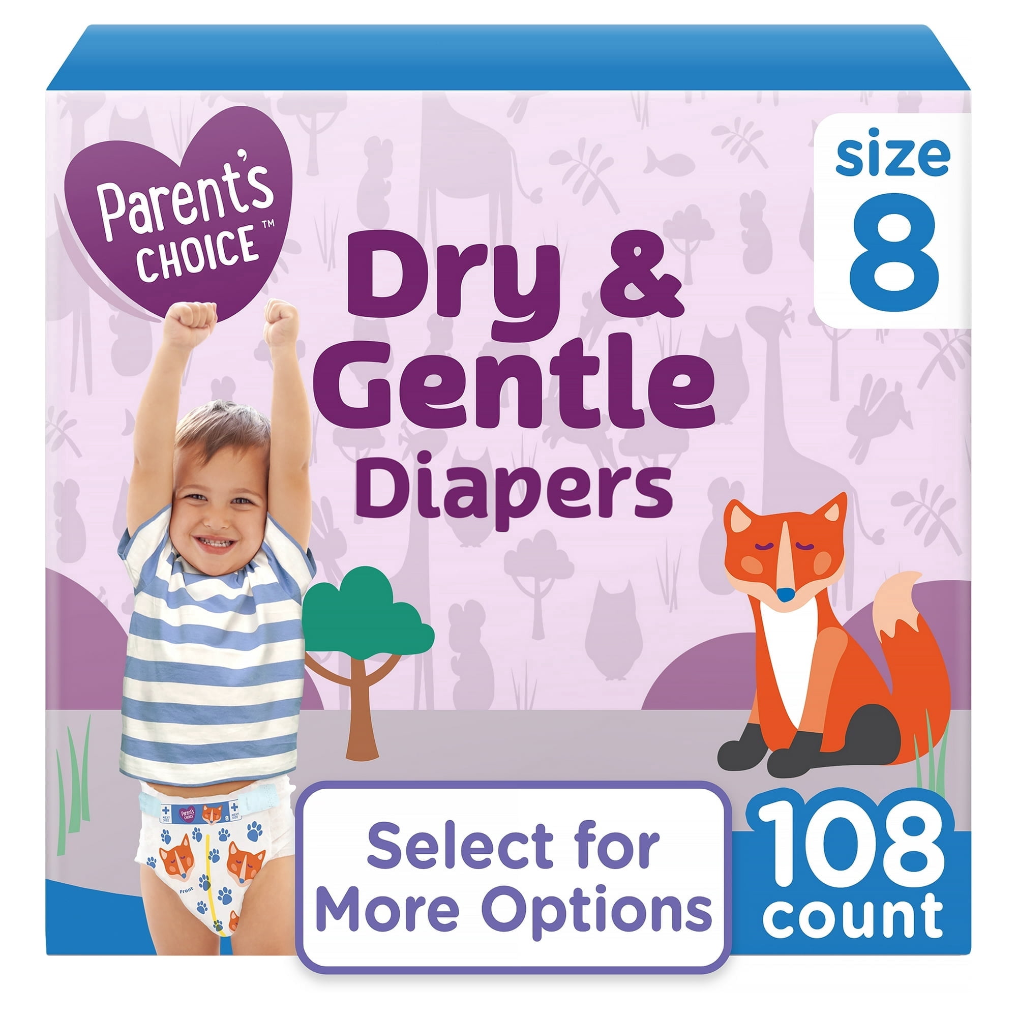 Dry & Gentle Diapers Size 8, 108 Count