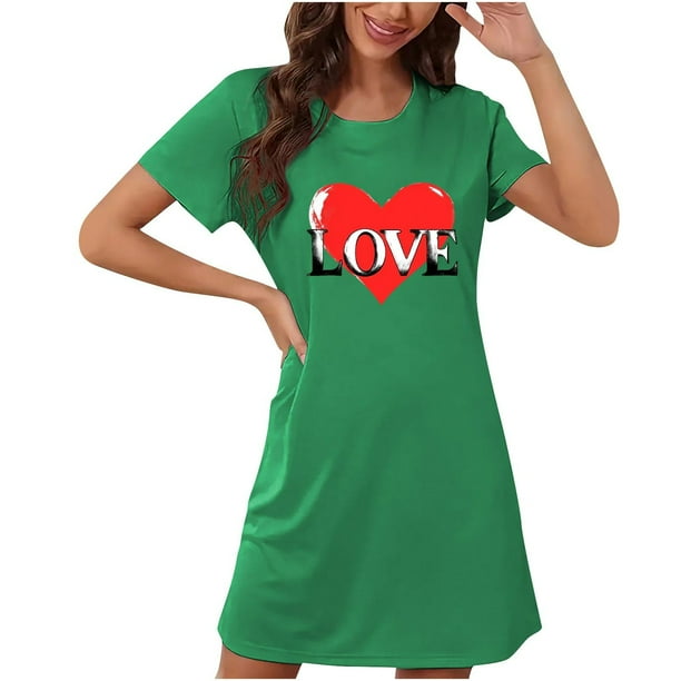 Camisón corto de talla grande para mujer, camisón de manga corta con estampado de pecho a la moda, camisón para mujer