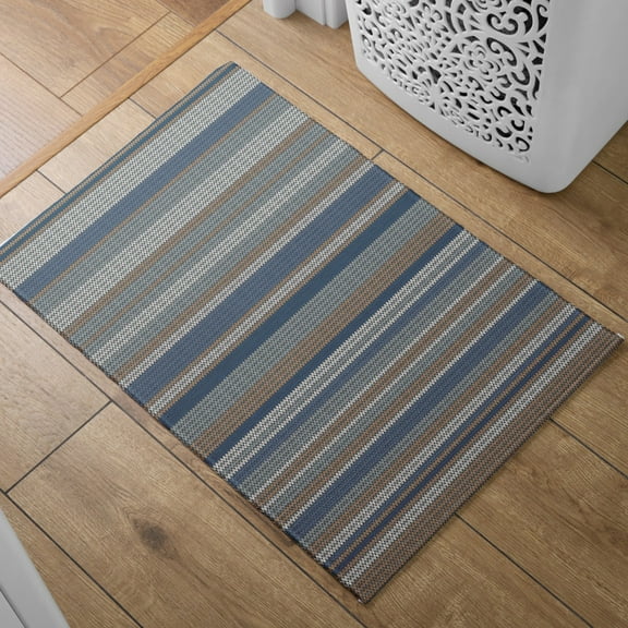 Absorbent Quick Dry Bath Mat, Non-Slip Super Strong Bath Mat, Suitable For Bathroom Shower Floor,Blue Stripes Bath Rugs