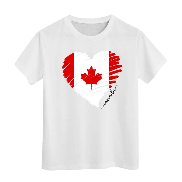 Chandail Canada Filles Feuille d'Érable Canadienne Graphique Col Rond Manches Courtes T-Shirt Enfants Fête de l'Indépendance Canadienne T-Shirt Graphique Hauts Filles Fête du Canada T-Shirt Graphique