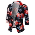 thumbnail image 2 of Doublju Women's Ruched 3/4 Sleeve Open Front Blazer Jacket with Plus Size, 2 of 4