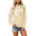 thumbnail image 6 of Hoodies for Women Solid Color Shirt Comfort Hoodie Hiking Shirts Cute Hoodies Mom Shirts Game Day Sweatshirts Gift Long Sleeve Loose Fit Blouse Heart Graphic Shirts Travel Hoodie Khaki, 6 of 7