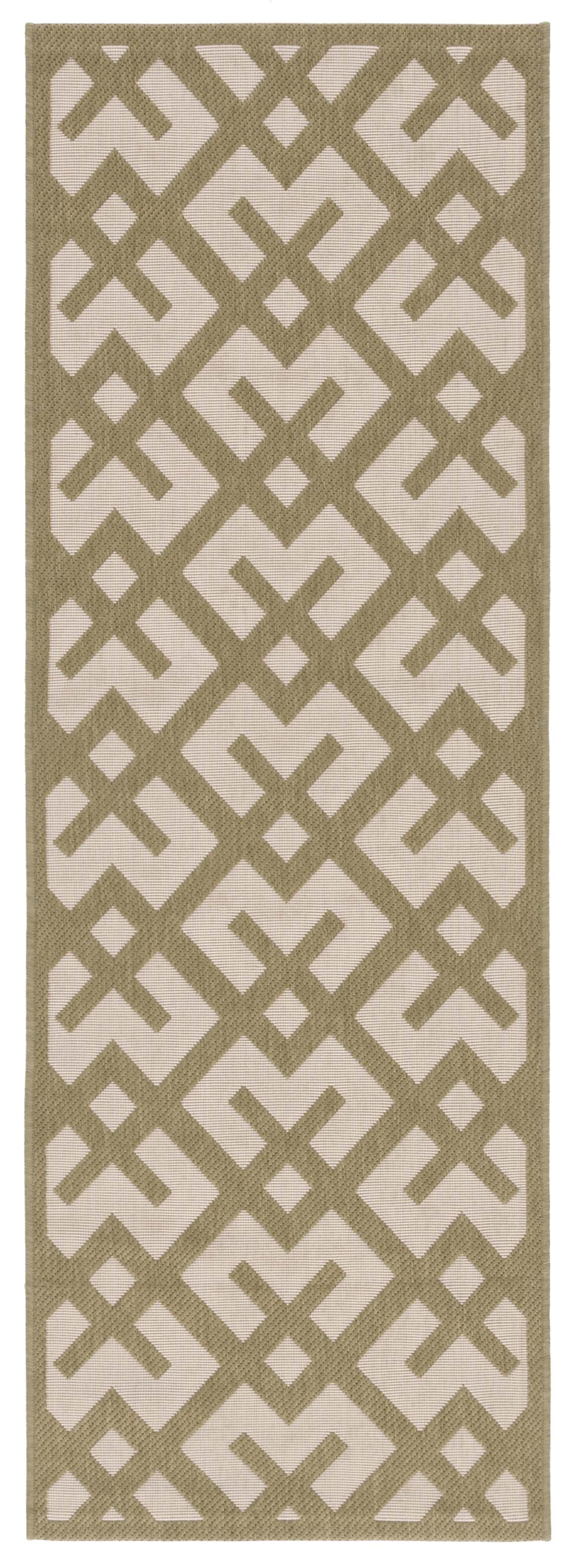 Safavieh Courtyard Alvin Geometric Indoor/Outdoor Runner Rug, Beige/Green, 2'3" x 10'