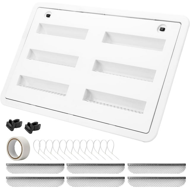 RV Refrigerator Lower/Upper Mount Vent 23-1/8"W x 15" H, RV Refrigerator Vent Cover Replacement White with Screen for Camper Trailer