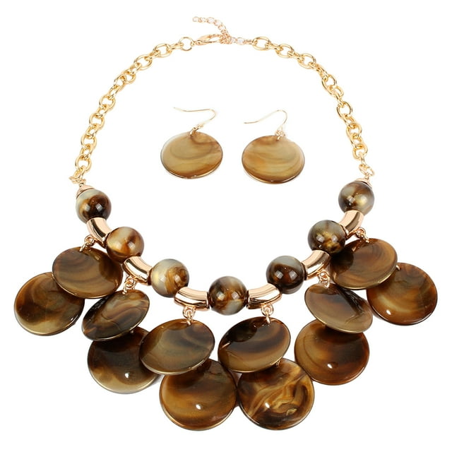 Collier Clavicule pour Femmes, Collier Pull avec Perles de Mode et Boucles d'Oreilles Pendantes