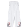 thumbnail image 4 of Delayuji Womens Cotton Linen Pant Casual Daily Embroidery Flora Printed Wide Leg Pant Retro Style Pants Plus Size M-4XL, 4 of 7