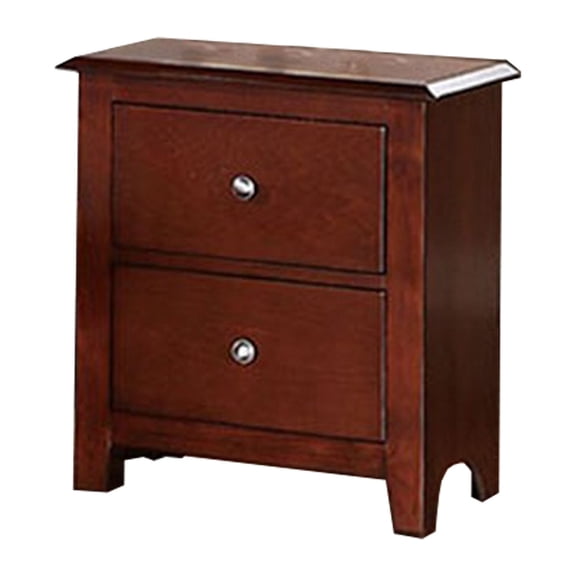 Benjara BM232104 25 in. 2 Drawer Wooden Nightstand with Metal Pulls, Brown