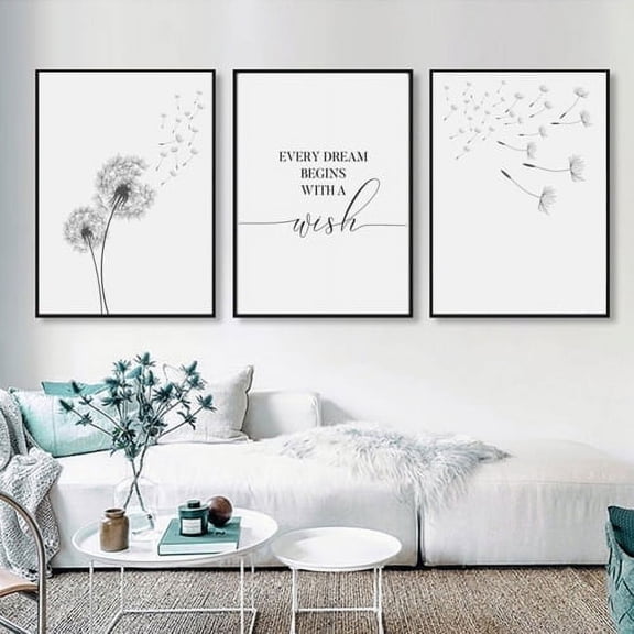 LQCrafK 3 piece Dandelion Canvas Wall Art Paintings for Living Room Canvas Print Wall Artworks Bedroom Decoration office Wall decor posters Home Decorations