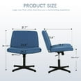 thumbnail image 3 of CL.HPAHKL Swivel Criss Cross Legged Desk Chair Armless, Height Adjustable Modern Makeup Vanity Chair No Wheels, Mid Back Computer Task Chair with Wide Seat for Home Office - Blue, Pack of 1, 3 of 9