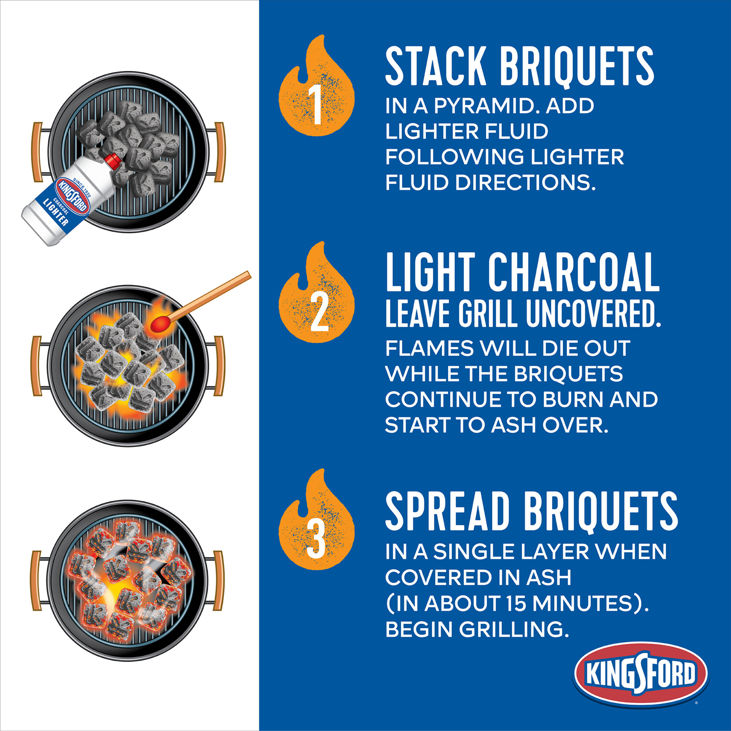 Kingsford Charcoal Briquettes with Classic Hickory, BBQ Charcoal for Grilling, 16 Pounds - image 3 of 16