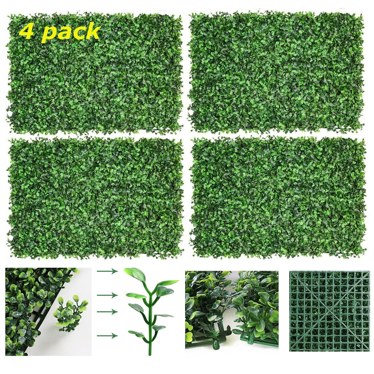 Coolmade 4 Pack Artificial Boxwood Panels Topiary Hedge Plants