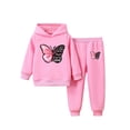 thumbnail image 6 of Manyakai Children Kids Girls 2 Pcs Clothes Long Sleeve Butterfly Hoodie Sweatshirts with Jogger Pants Pink 130, 6 of 9
