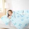 thumbnail image 3 of Manfei Kawaii Bow Personalized Initial L Bedding Comforter Set 7 Pieces for Girls,Blue Geometric Stripes Full Bedding Set for Kids Teens,Ultra Soft Home Decor, 3 of 7
