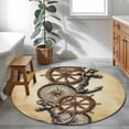 thumbnail image 3 of Round Area Rug 3 Ft, Vintage Anchor Nautical Washable Non-Slip Circle Carpet for Living Room/Bedroom, Coastal Compass Brown Low-Profile Small Floor Mats Collection Rugs for Indoor, 3 of 8