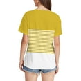 thumbnail image 5 of Posijego Women's Graphic T-Shirts Striped Color Block Short Sleeve Shirts Crew Neck Casual Loose Tunic Tops, 5 of 7