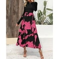 thumbnail image 3 of FreshPretty Womens Floral Maxi Dress Spring Summer Casual Crewneck Long Sleeve Ruffle Flowy Cocktail Wedding Guest Dresses, 3 of 7