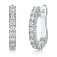 thumbnail image 2 of Natural Moissanite Diamond 2Ct Round Cut Hoop Earrings in 14K White Gold Plated, 2 of 5