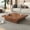 Walnut, variant on 39" Extendable Coffee Table, Square Center Cocktail Table with Hidden Storage, High-Gloss Tea Table with Sliding Tabletop for Living Room, Natural