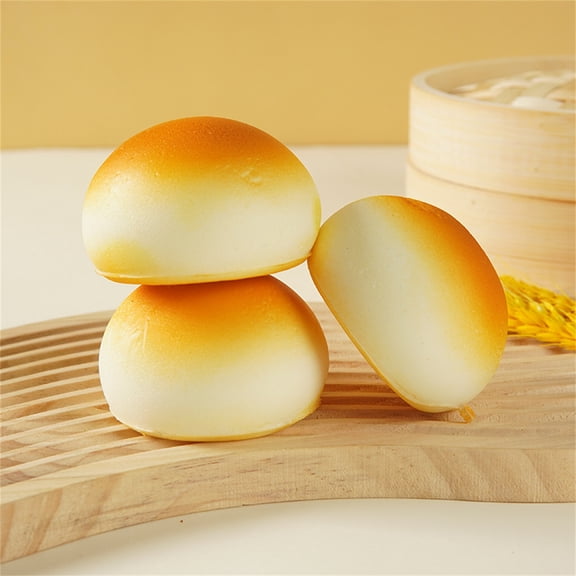 Slow Rising Golden Mantou Squishy PU Foam Stress Relief Fidget Toy for Desk Decor, 7CM