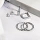 thumbnail image 2 of Aretes JeenMata 3 Pares de Aros huggies con piedras talladas en baguette, 2 of 4