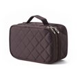 thumbnail image 1 of TFixol Modern Quilted Nylon Makeup Organizer with Detachable Mirror, Waterproof Cosmetic Case in Coffee Brown, Double-Layer Design for Travel Essentials, 1 of 7